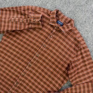 Proper Cloth Men 16.5 Plaid Flannel Button Up Shirt Brown Orange Blue AC966181B1